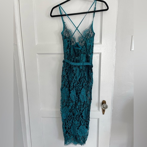 Agent Provocateur Rosette Dress Soirée AP4 Teal Blue Lace See Through size 4 - Picture 8 of 12